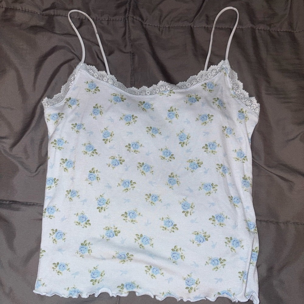 PLAYBOY Floral Lace Cami Top - light blue